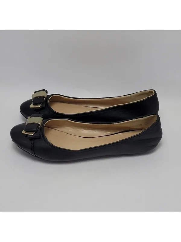 Bamboo Lula Flat Black Faux Leather Bow Ballet Shoe Size 9 - Image 12