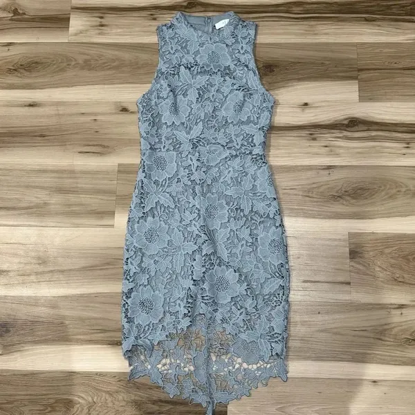 ASTR the Label Samantha Dress Dusty Blue Lace Women’s Medium - Image 2