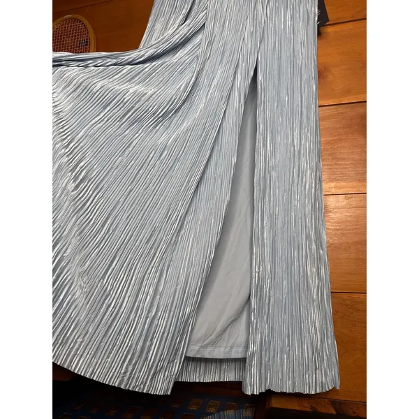 NWT Lulus Ameena Light Blue Plisse Square Neck Sash Maxi Dress Gala Banquet Sz L - Image 5