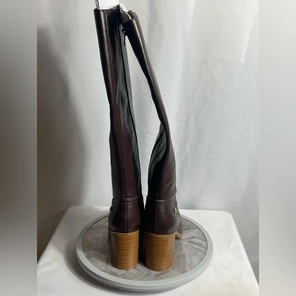 Giani Bernini Odettee Brown Tall Leather Block Heel Boots Size 8M - Image 6