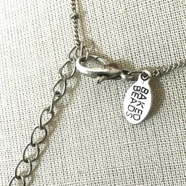 Baked Beads Blue Crystal Teardrop Pendant Necklace - Image 3