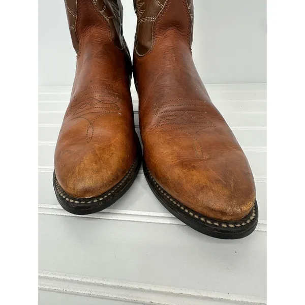 Vintage Western Cowboy Boots Women Size 9M Brown Leather Texas USA Hypalon Rodeo - Image 9