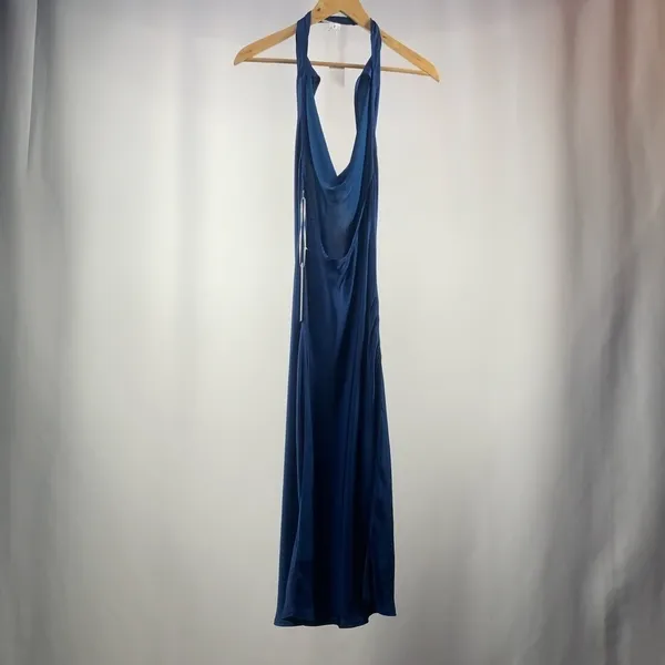 NWT Young Fabulous & Broke Rebel Satin Halter Dress in Jewel Blue‎ Size Medium - Image 6