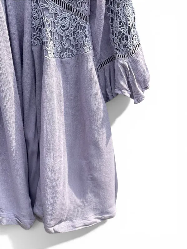Free People Lilac Crochet Lace Tunic Dress Boho Small - Image 5