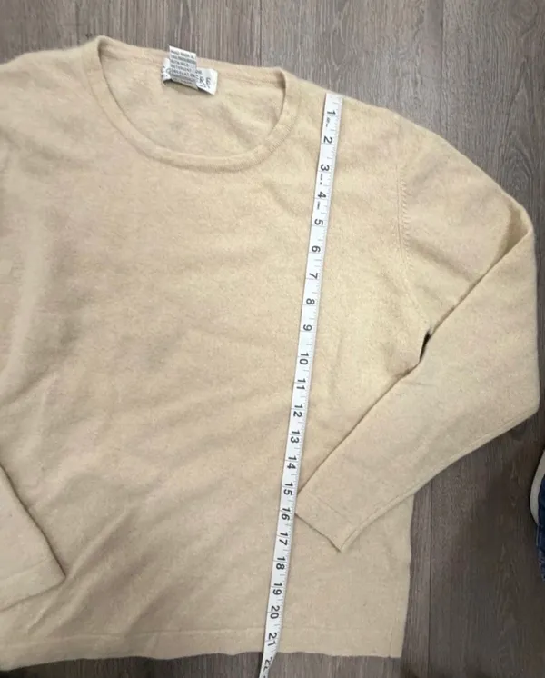 Sutton Studio 100 Cashmere Beige Tan Crewneck Sweater Long Sleeve Womens Large - Image 5