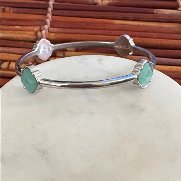 Lia Sophia Silver Bangle Bracelet with Mint Accents - Image 5