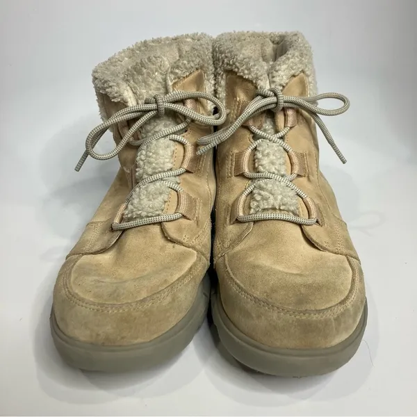 Explorer next carnival waterproof boots cream suede lace up boots womens size 10 - Image 3