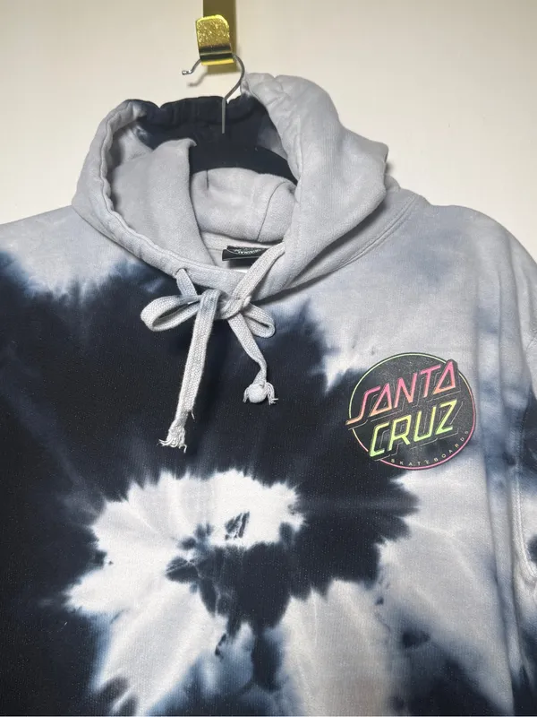 Santa Cruz Skateboards Womens Tie-Dye Hoodie Sweatshirt - Black & Gray Small - Image 2