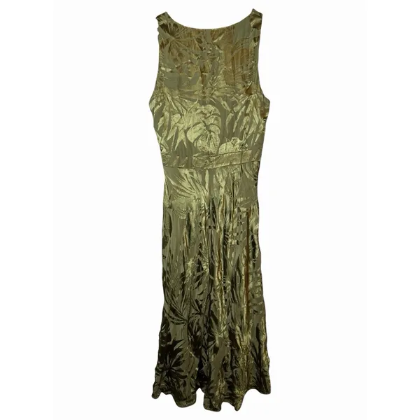 Lauren Ralph Lauren 12 Olive Green Botanical Jacquard Lace-Up Maxi Dress - Image 9