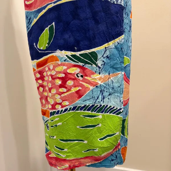 VTG Jams World Rainbow Fish Batik Print Wrap Midi Skirt Cover Up Small Tropical - Image 4