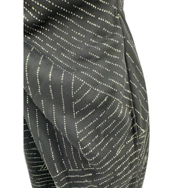 90s VTG Jessica McClintock Gunne Sax Sz. 5 Black Silver‎ Glitter Strapless Dress - Image 5