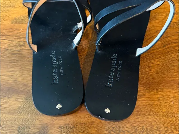 kate spade Black Leather Knot Toe Strappy Sandals Size 6 - Image 3