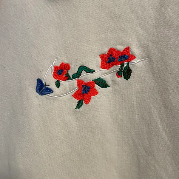Nike Floral Swoosh Embroidery Hoodie - Image 3