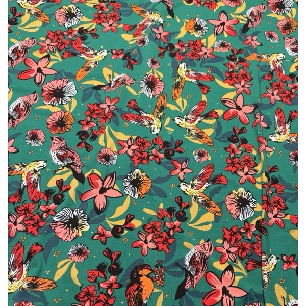 LuLaRoe Dani Maxi Tank Dress Green Birds Tropical Floral Large Stretch - Image 2
