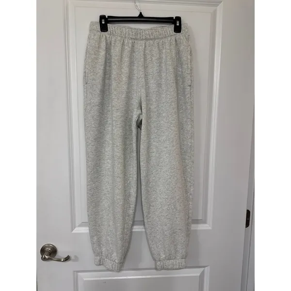 Hollister Gray Sweatpants Fleece Lined Logo Joggers Medium - Image 2