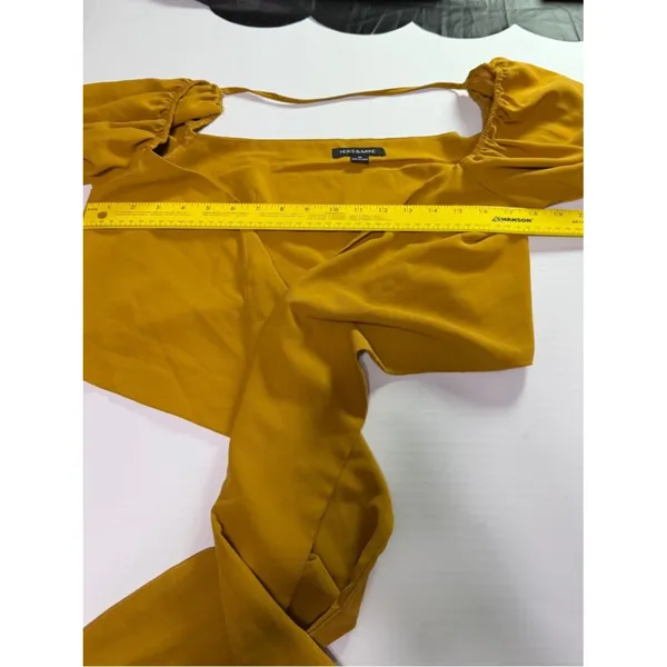 Source Unknown Hers and mine Women's Yellow and Orange Crop-top - Image 5