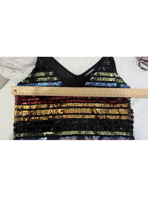 Size M EXPRESS MULTICOLOR RAINBOW SEQUIN TANK TOP - Image 4
