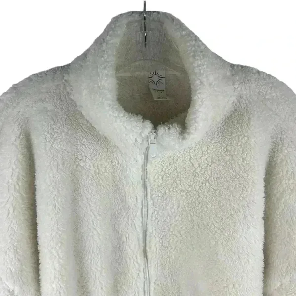 OFFLINE by Aerie Women's Large White Fleece Zip-Up‎ Teddy Jacket Cropped - Image 2