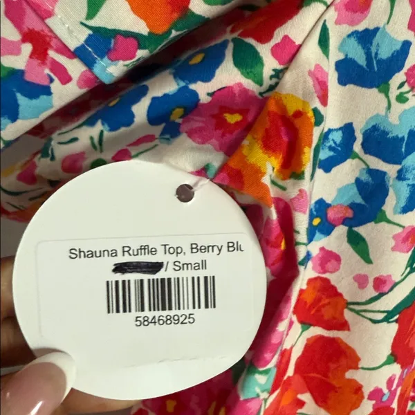 New Buddylove | Shauna Ruffle Shoulder Top In Berry Blue Small - Image 6