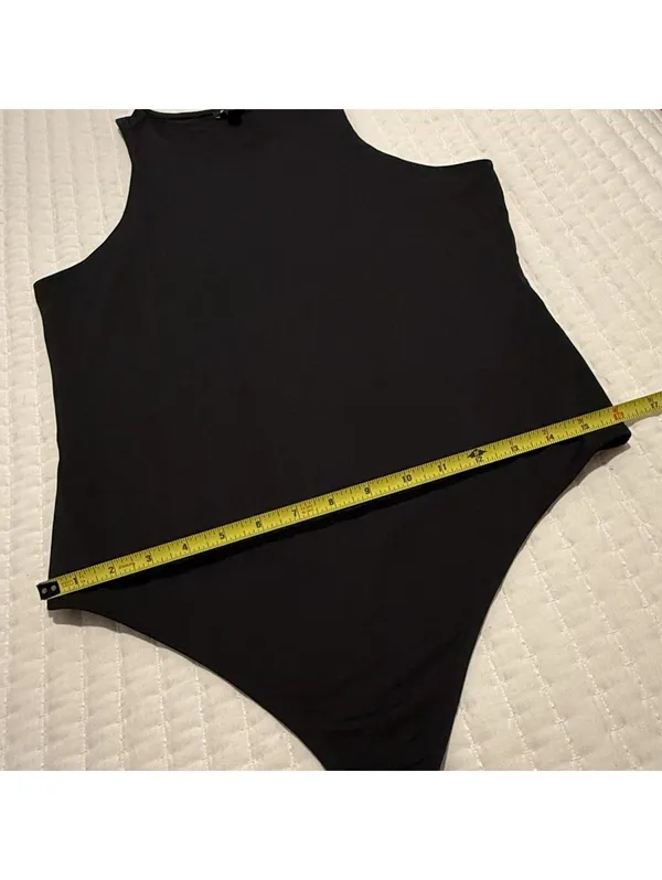 Express Bodysuit Black High Neck Sleeveless Sz L Large - Image 6