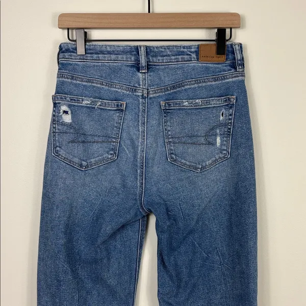 American Eagle Mom Straight Leg Jeans Stretch Women’s Size 2 Blue Denim - Image 8