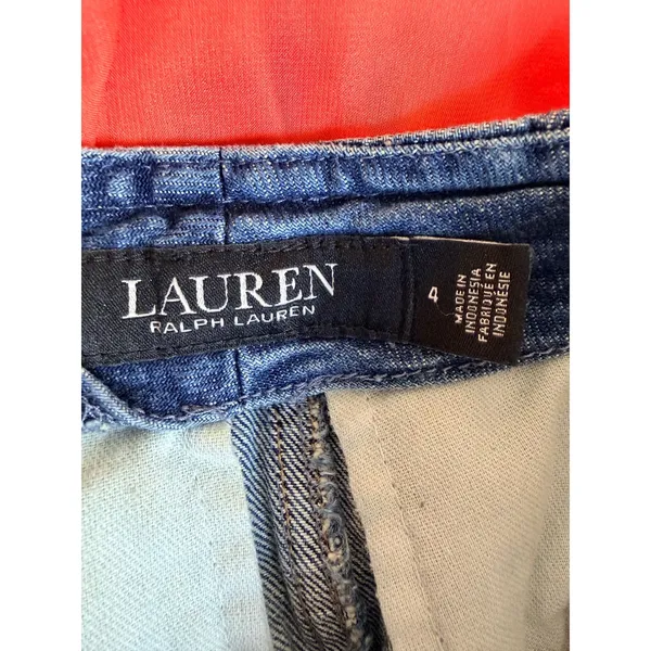 Lauren Ralph Lauren Denim Shorts Women‎ 4 Blue Paperbag Waist Belted High Rise - Image 6