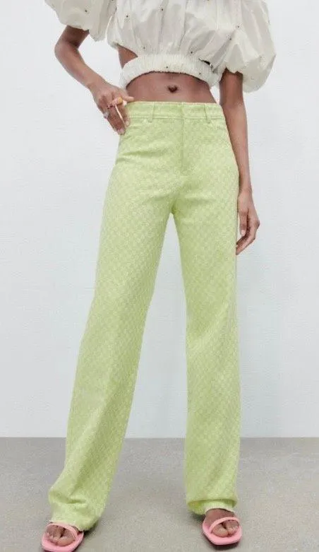 ZARA // GINGHAM STRAIGHT LEG PANTS - Image 2