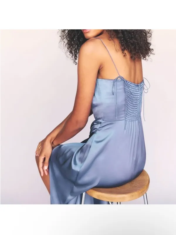 Reformation Elegant Blue silk Dress NEW - Image 3
