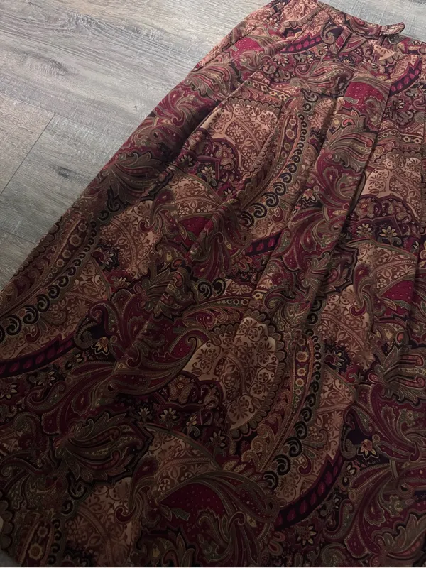 VINTAGE • Orvis • Midi Skirt • Size 6 • Paisley Print • Brown - Image 2