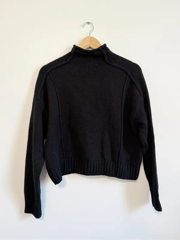 ZARA Black Mockneck Sweater Size Large Chunky Fall Winter Blogger Fav - Image 8