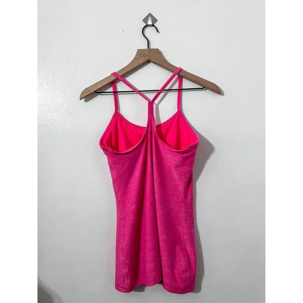 Lululemon Power Y Tank Size 8 Heathered Neon Pink Women’s Athletic Tank - Image 4