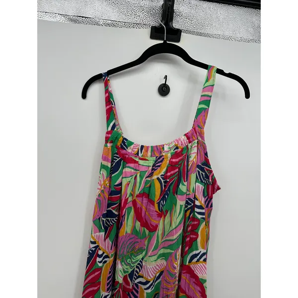 Goa by Japna Green Tropical Print Maxi Dress Womens Pockets Rayon‎ Size M Resort - Image 5