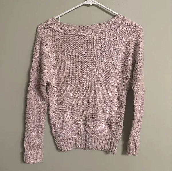 Aerie Size XS Soft Pink Lightweight Loose Knit Sweater Crew Neck New - Image 2