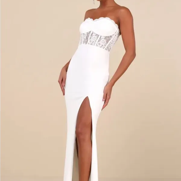 NWT Lulu's Strapless Slit Wedding Gown - Image 3