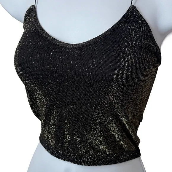 Intimately Free People Gold Sparkle Micro Brami Tank Festival Rave Whimsical M/L - Image 3