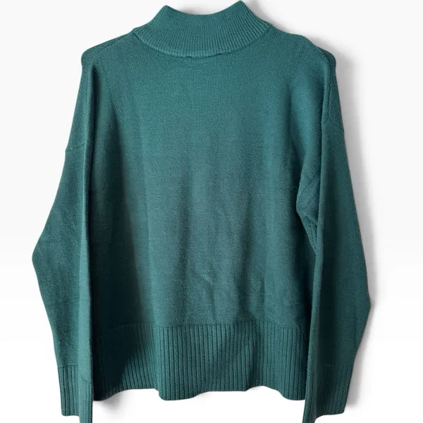 NWT DKNY Green Quarter Zip Turtleneck Sweater Women’s Size Large - Image 2