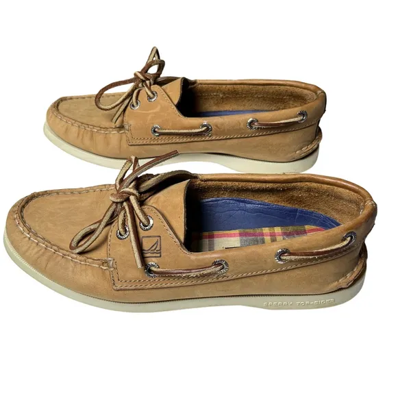 Sperry Top-Sider Authentic Original 2-Eye Boat Shoes Tan Leather 7.5M Preppy - Image 5