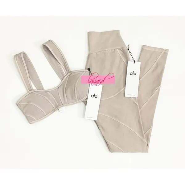 BUNDLE Alo Washed Alosoft Sunray Bra & High-Waist Legging Grey Sky Wash SET XS - Image 10
