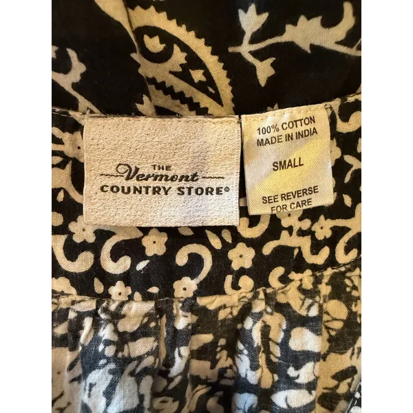 The Vermont Country Store Midi Dress Women Small Black White Cotton Boho - Image 9