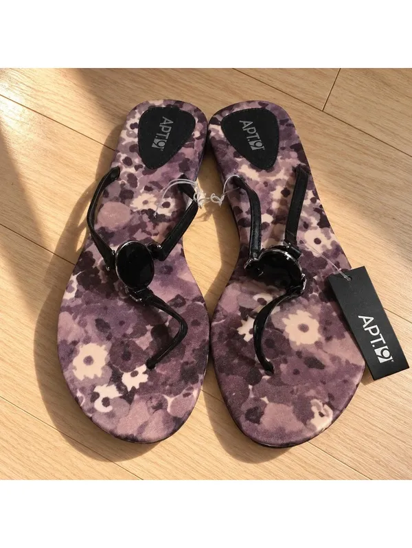 Apt. 9 Purple Floral Jeweled Thong Flip Flop Sandals NWT Size 9/10 - Image 3
