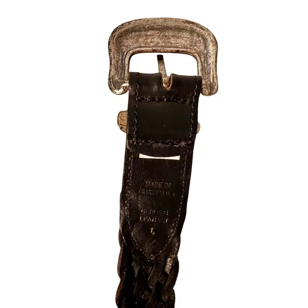 Vintage 90s Y2K Guess Black Genuine Woven Leather Western Belt W Silver Buckle L - Image 5