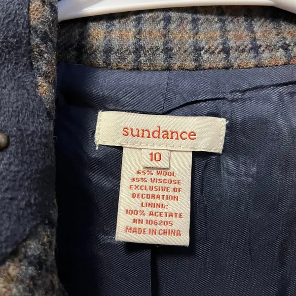 Sundance‎ Women's Wool Blend Plaid Studded Blazer Jacket Size 10 Brown Blue - Image 7