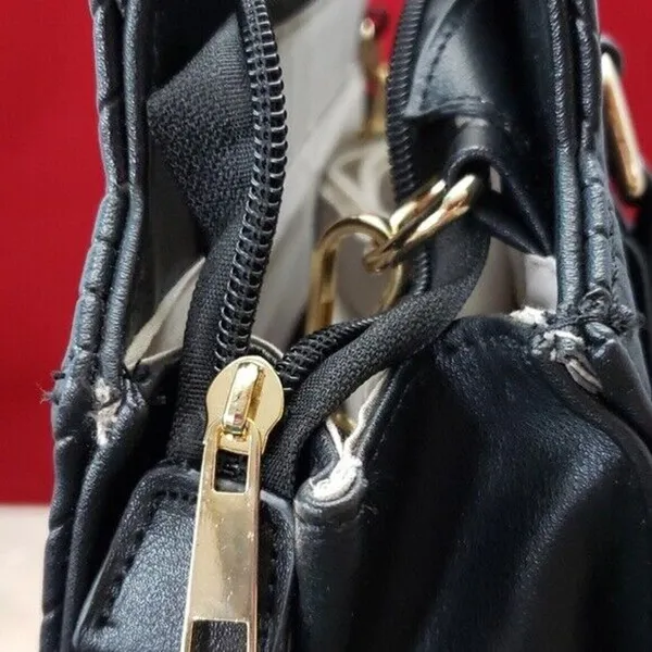 Large Black Bag/Tote with Shoulder Strap & Gold Tone Hardware - Image 5