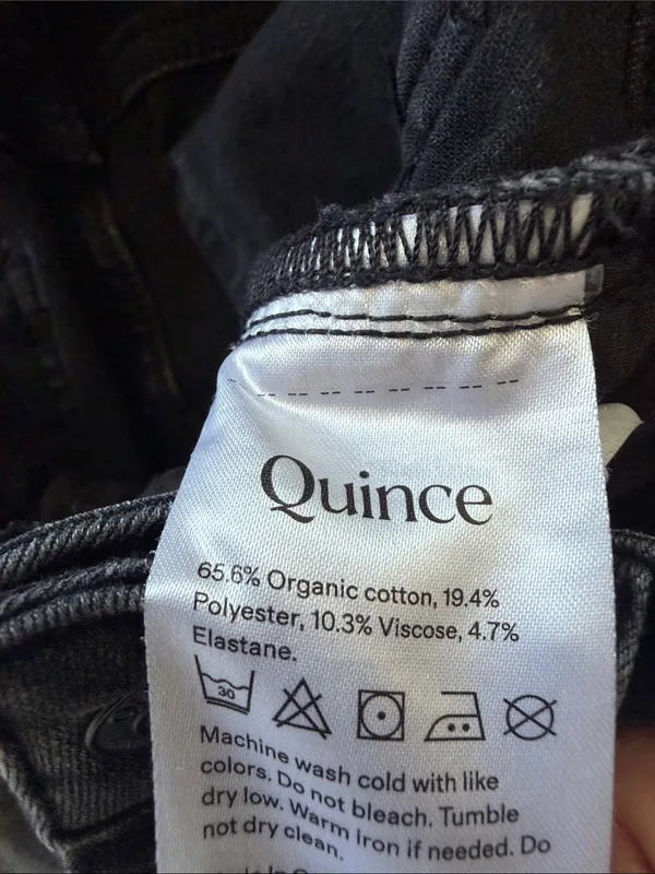 Quince Bella Stretch Straight Jeans 24 Faded Black High Rise 28” Comfort Denim - Image 6