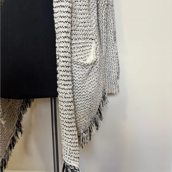 Free People Love Me Tender Open Knit Cardigan with Fringe and Hood - Image 3