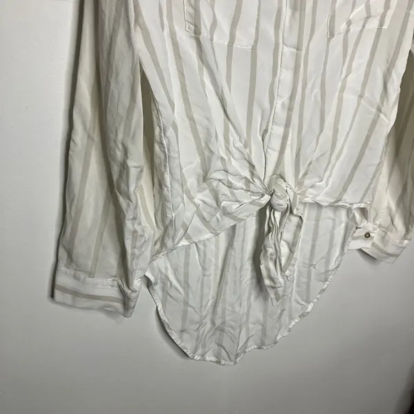 Maeve by‎ Anthropologie white & tan striped shirt button front womens size small - Image 4
