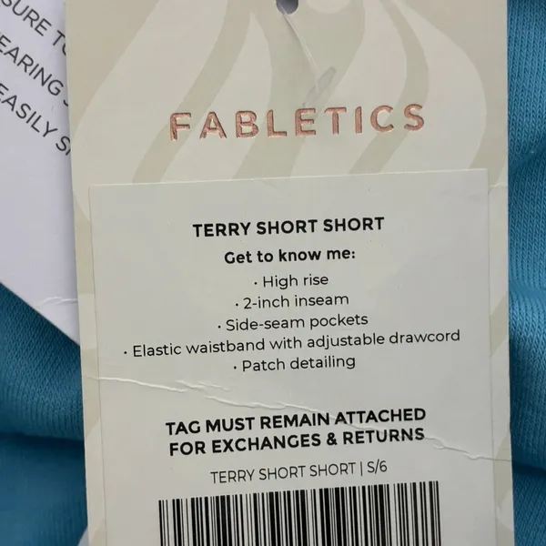 NWT Fabletics Terry Short Short Solid Blue Mushroom Patch Lounge Size S 6 - Image 8