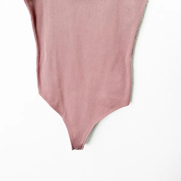 [Abercrombie & Fitch] Dusty Pink Seamless Rib Knit Scoop Neck Bodysuit Sz Medium - Image 6