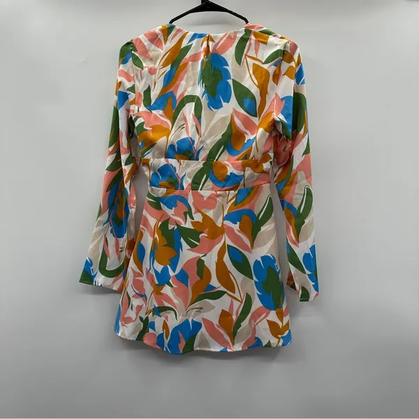 Kittenish Stand Out Multicolor‎ Geometric Print Long Sleeve Mini Dress Size XS - Image 5
