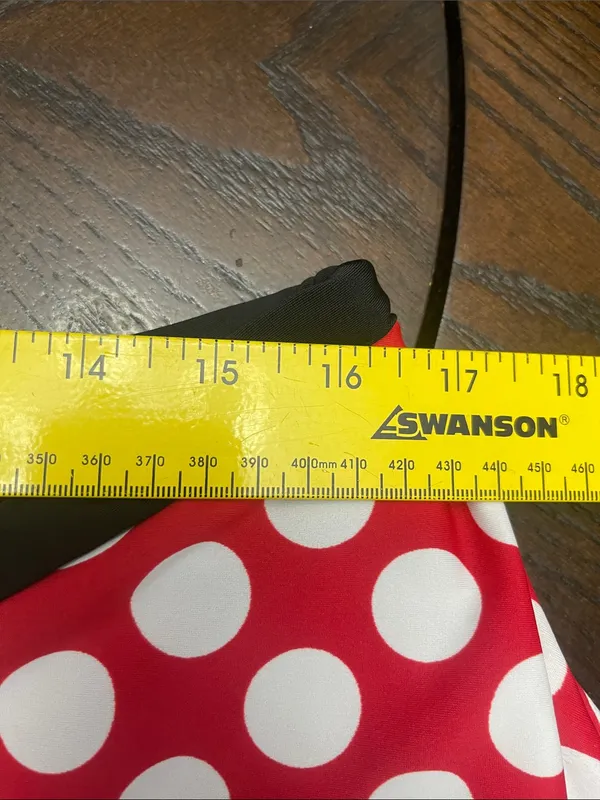 Minnie inspired Polka Dot nylon Red Skater Skirt with Black Waistband - Image 2